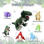 Store Handcrafted Plush Big Green T-Rex Stuffed Dinosaur With 6 Baby Dinosaurs Inside For Kids And Dinosaur Lovers - 19.6 Inches