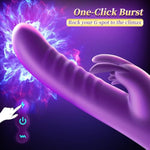 Thrusting Vibrator Dildo Sex Toys For Women - 4 In 1 One Click Burst Rabbit Vibrator With 8 Bunny Flapping 8 Vibrating 3 Thrust Heating Function Clitoral Stimulator G Spot Vibrator Waterproof