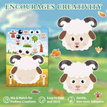 36 Pcs Farm Animals Make-A-Face Sticker Sheets | Mix & Match Your Own Farm Animal Stickers For Kids Ages 2-6 | Farm Animal Party Supplies, Birthday Decorations, Crafts & Activities