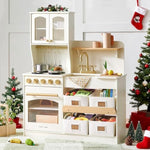 Play Kitchen For Kids With Enhanced Storage – Modern Toddler Kitchen Playset With Stove, Sink & Accessories, Organized Wooden Toy Kitchen, Ideal For Toddlers
