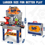 Kids Tool Bench Set With Electric Drill And Realistic Tools, Construction Workbench Playset Toy For Toddler 3-5, Easy Set Up, Kids Boy Toys, Birthday Gifts For Boys Age 2 3 4 5 Year Old