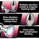Vibrating Anal Plug Vibrator Butt Plug For Women Men Hearted Light Up Prostate Massager With Remote Control Stainless Steel Electric Sex Toys (S)
