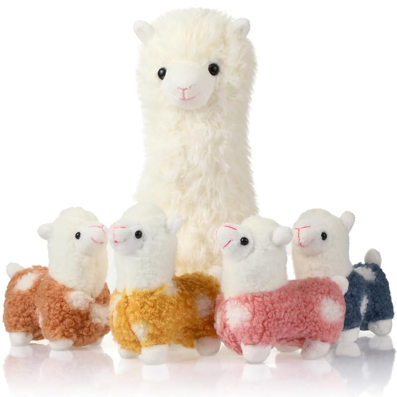 Llama Stuffed Animal with 4 Baby Llama Cute Alpaca Plush Set Kawaii Llama G
