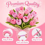 400PCS Pink Chenille Stems Craft Kit for DIY Flower Making Supplies