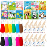 12 Sets Animal Paint Party Kits with Canvas, Easel, Paints, Brushes & Aprons