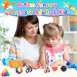 15Pcs Fidget Toys Adults Pack,Stocking Stuffers For Teens Boys Girls,Autism Sensory Toys With Fidget Spinner Slug Magnetic Rings,Squishy Fidget Toys Adhd Stress Relief,Party Favor For Kid-Bog