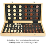 15'' Magnetic Wooden Chess & Checkers Game Set -2 Extra Queens -24 Cherkers Pieces - Chessmen Storage Slots, Beginner Chess Set For Kids And Adults, Classic 2 In 1 Board Games