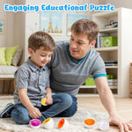 Shape Matching Eggs Toys For Toddlers, 6 Easter Egg Toys With Storage Carton, Educational Color And Shape Matching Set