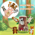 6 Pcs Jungle Animals Finger Puppet With Tree Houses, Realistic Soft Plush Toy For Kids, Novelty Animals Toys Role-Playing Story Finger Puppets Plush Finger Puppets Gifts For Boys And Girls