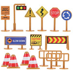 Kids Traffic Signs Playset: 30Pcs Street Traffic Cone Barricade Signs Crosswalk Signal Educational Mini Toys For Boys Girls, Ages 3+