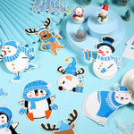 50 Pcs Winter Craft Kit, Penguin Snowman DIY Sticker Ornaments for Christmas