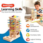 Montessori 3-In-1 Wooden Balance Tower Toy With Sticks, Rings & Balls – Educational Math Game For Kids Ages 3 4 5 6, Improves Fine Motor Skills, Coordination & Focus, Fun For Boys & Girls