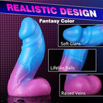 Fantasy Realistic Dildo for Beginner, 6.3 Inch Silicone Thick Anal Dildo with Suction Cup, Soft Curved Dildos for Strap on, Blowjob Toy for G-Spot Anal Stimulate, Adult Sex Toy for Women, Men