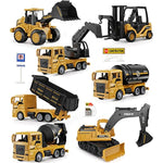 Large Construction Trucks Toy Set, Construction Vehicles For Kids, 7 Pcs Pull Back Engineering Cars With Excavator, Bulldozer, Dump, Cement Mixer, Stem Sand Toys Gifts For Boys Girls