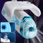 Automatic Male Masturbator Penis Pump Mens Stroker Vibrator With 3D Realistic Textured 7 Thrusting & Vibrating Modes Phone Holder Handy Handle Heating Adult Sex Toys (White)