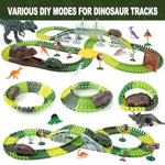 Dinosaur Race Track Toys For Kids - Birthday Gifts For Boys Ages 3 4 5 6 7, 280+ Pcs Flexible Car Track Set With 2 Vehicles, Build Your Own Dino Adventure