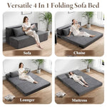 Folding Sofa Bed - Convertible Sleeper Chair With Pillow, Fold Out Couch, Memory Foam Floor Mattress, Futon Couch, Lazy Sofa For Living Room/Dorm/Guest Room/Home Office, Grey, Queen Size