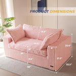 59" Bean Bag Sofa Couch, Loveseat Boneless Couch In A Box, Upholstered Small Mini Sofa With Deep Seating For Living Room Bedroom Office Apartment, No Assembly, Pink