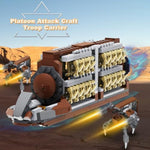 Battle Army Clone Platoon Attack Craft Building Kit 32-Piece, Battle Soldiers Troop Carrier With 2 Droidekas, Building Blocks Action Figures Army Toys For Kids 6-12