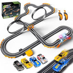 Slot Car Race Track For Kids With 4 Slot Cars, Dual Racing Electric Car Tracks Game Featuring Flash Bridge And Pendulum Toys Gifts For Boys Girls Age 6 7 8 Years Old