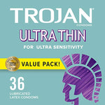 TROJAN Ultra Thin 36 Count Condoms and TROJAN Her Pleasure Sensations 12 Count Spermicidal Lubricated Condoms