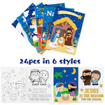 24Pcs Nativity Coloring Books Christmas Christian Color-in Pages for Kids