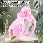 Male Chastity Device Cock Cage With 4 Different Rings Penis Cage With 3 Adjustable Fittings For Distance From Rings Sex Toys Resin Chastity Cage With 2 Locks For Restraining Man'S Penis (M,Pink)