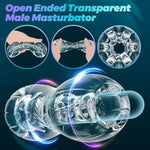 Manual Male Masturbator Sex Toy For Men,Squeezable Transparent Pocket Pussy Sleeve Stroker For Penis Stimulation Open Ended Handjob Glans Training Penis Trainer Blowjob Adult Toy For Men Masturbation