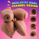 Shemale Sex Doll Torso Realistic Big Dildo With 5 Holes Insertable Masturbator, 5 In 1 Transsexual Futa Sex Dolls Penetrable Nipples And Tight Vaginal Anal Breast Adult Men Women Couple Sex Toy