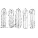 5 Pack Reusable Penis Sleeves, Cock Condoms For Men, Penis Extender For Couples, Delay Ejaculation Sleeve, Penis Enlarger, G-Spot & P-Spot Stimulation, Transparent Sex Toy