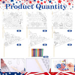 30pcs 4th of July Coloring Flags Kit with 24 Paint Pens for Independence Day Crafts