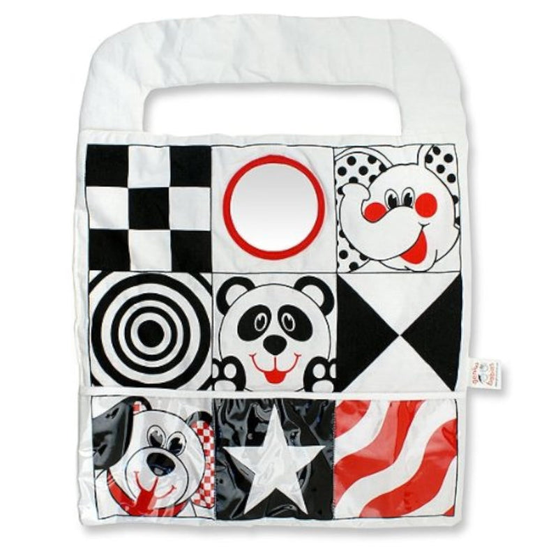 Reversible Car Activity Center Toy For Baby In Black, White And Red, Easy T