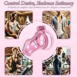 Male Chastity Cage - Lightweight Pink Penis Cage With Soft Plastic Front & 6 Sizes Rings, Comfortable Bondage Chastity Device For Men, Perfect For Long-Term Wear, Erection Control & Bondage Play