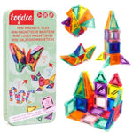 Mini Magnatiles Travel Set 36Pc With Tin Case, Micro Magnetic Tiles For Kids Ages 3-8, Airplane Car Seat Toy