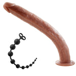 22Inch Super Long Anal Beads + 16.9 Inch Super Long Built In Skeleton Flexible Dildo