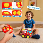 Remote Control Car, 2.4G Cartoon Emergency Vehicle, Rc Fire Truck Engine Toys With Lights & Music, Birthday Gifts For Toddlers, Kids, Boys & Girls 1-5 Years Old (Red)
