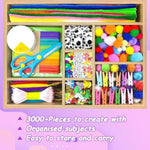 3000 Pcs Arts & Crafts Supplies Kit for Kids with Pipe Cleaners & DIY Materials
