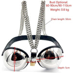 Female Chastity Device Bra Stainless Steel Adjustable Bdsm Slave Metal Lockable Underwear Chain Bondage Game Erotic Slave Fetish Sex Toy (Black)