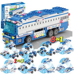 City Police Building Blocks Set 563Pcs, 8-In-1 Command Vehicle Construction Kit With Mini Figures, Compatible With Lego City Bricks, Stem Educational Toy For Boys Girls Age 6+, Creative Building Gift