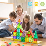 132 Pcs Magnetic Tiles Building Blocks With 2 Cars, Stem Educational Construction Montessori Toys For Kids Ages 3 4 5 6 7 8 9, Magnet Building Set Gift For Boys Girls