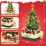 594 Pcs Christmas Tree Building Block Set, Rotating Music Box Christmas Building Block Tree For Boys Girls Adults, Xmas Gifts Decorations For Kids Adults Teens,Green