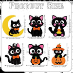 24 Sets DIY Cat Halloween Craft Kits with Self-Adhesive Stickers and Ribbons
