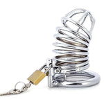 Metal Penis Annulus Cage Padlock - Chrome Plated Stainless Steel Chastity Device Cock Cage For Men Fits Most Of Size Adult Male Sex Toy (1.5" Base Ring, Silver)