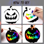 48Pcs Halloween Scratch Art Kit for Kids, Pumpkin Crafts Bulk DIY