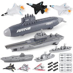 Aircraft Carrier Toy Military Submarine Naval Ship Play Set With 6 Pcs Planes Toys, Army Men Toy Battleship For Kids Boys Girls