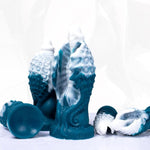 Soft Fantasy Dildo, Abstract Art, Blue And White Gradient Scale Design, Silicone Toy That Stimulates The G-Spot, Suitable For Women And Couples.