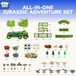 Jurassic Dinosaur Truck With Track & Lights & Sounds, Triceratops Dinosaur Toys For Kids 3-5 Transport Playset With Dino Cars, Eggs, Fossil & Scene Assembly Toys For 2 3 4 5 Year Old Boys