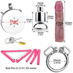 Strap On Dildo With Cock Cage Chastity Device - Realistic Dildo Cock Cage With Belt Adult Sex Toy - Anal Dildo Butt Plug Chastity Cage Harness Dildo For Couples (50Mm Ring), Pink