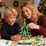594 Pcs Christmas Tree Building Block Set, Rotating Music Box Christmas Building Block Tree For Boys Girls Adults, Xmas Gifts Decorations For Kids Adults Teens,Green