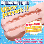 Dual Opening Male Masturbator with Suction Cup, Realistic Rear Sleeve – 1.55lbs Non-Through Skeleton Design, Internal First-Time Tightness Experience, Textured Pocket Pussy (Flesh Color)
